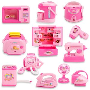 Juego de Cocina de Juguete para Niños y Niñas, Refrigerador, Lavadora, Exprimidor, Estilo Moderno Princesa Rosa - Product Image 1