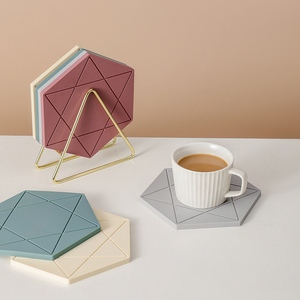 カスタムロゴ六角形食器マット折りたたみ式滑り止めボウルパッドシリコンパッド火傷防止ポットカップコースターシリコン断熱パッド - Product Image 3