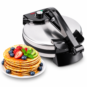 Machine à crêpes et feuilles de rouleaux de printemps à double chauffage avec rangement du câble revêtement antiadhésif facile à - Product Image 1