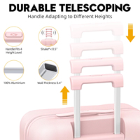 Ensemble de bagages rose élégant MGB, ensemble de 2 pièces mignon, valise cabine rigide en PC avec sac à main, roulettes pivotantes, ensemble de valises de maquillage pour fille