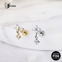 Nouvel Arrivage Pendentifs, Piercing Labret à dos plat en Titane ASTM F136 de qualité implantable avec Zircon Cubique en forme de cœur, Bijoux pour piercing de lèvre, Mariage
