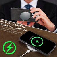 Étui de téléphone magnétique en cuir végétalien élégant pour Samsung et iPhone, protection intégrale antichoc anti-chute, porte-cartes