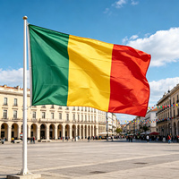 Drapeau du Mali 3x5FT (90x150cm) Imprimé Numérique Double Face en Polyester 100D, Résistant aux Intempéries, avec Œillets en Laiton, Anti-décoloration, pour Extérieur