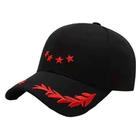 Gorra deportiva de algodón de 5 estrellas y 6 paneles personalizada, gorra de béisbol con bordado de trigo y ala dorada