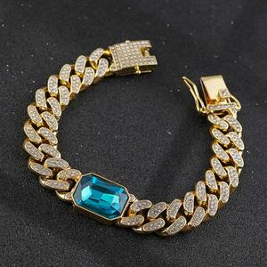 Bracelet Tennis Cœur Sertie de Diamants Plaqué Or, Bijoux de Luxe Hip Hop pour Femme, Bracelets Maillons Cubains en Diamants Baguette CZ Scintillants - Product Image 6