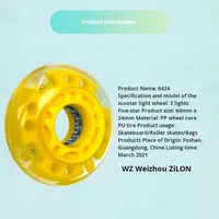 WEIZHONG Roues de trottinette et de patins à roulettes légères de haute qualité, patins en ligne 64 mm avec moyeux lumineux, matériau PP+PU durable, pour adultes