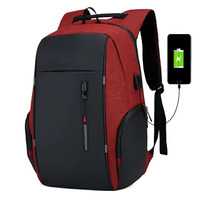 Sac à dos pour ordinateur portable professionnel 15,6 pouces avec logo personnalisé, en polyester Oxford imperméable, port USB, antivol, unisexe, avec ceinture à coussin d'air