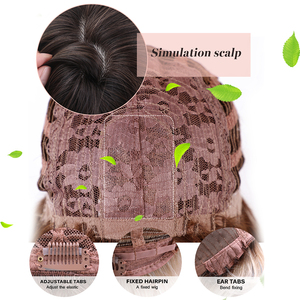 Donne Resistenti Al Calore In Fibra di Frangetta Ombre Nero Marrone Grigio Cenere Dei Capelli Media Layered Etero <span class=keywords><strong>Parrucca</strong></span> Sintetica - Product Image 5