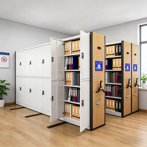 Steel Movable Archive <b>Shelves</b> Mobile Storage Shelving Roller <b>Racking</b> Cabinet Compact Storage Shelving Dense Ark Mobile Shelving - Product Image 1