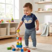 Nouvel Arrivage Ensemble de Vêtements 5-en-1 pour Bébé Nouveau-né 6-12 Mois avec Bavoir et Barboteuse Fournisseurs en Gros de Vêtements pour Bébé