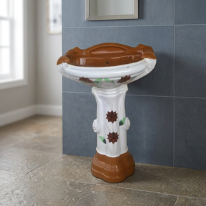 Lavabo sur pied carré en céramique pour salle de bain, centre commercial, villa, hôtel et projets commerciaux - Product Image 6