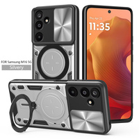 Coque arrière en forme d'armure pour Samsung Galaxy M16/M06/M14/M15 5G, avec fenêtre coulissante, étui magnétique mat fumé, antichoc