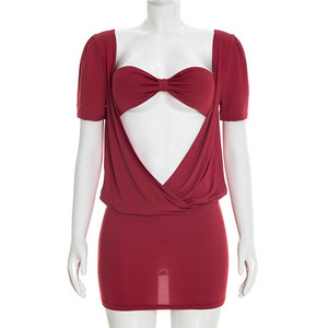 Nuovo Completo Due Pezzi 2026 Chic e Sexy con Abito Traforato, Vestito <span class=keywords><strong>Aderente</strong></span> a Maniche Corte e Top a Tubino per <span class=keywords><strong>Donna</strong></span> - Product Image 4