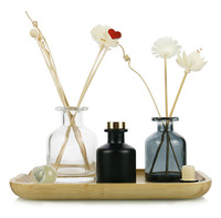 Bouteilles en verre pour diffuseurs de parfum en gros, 50 ml, 100 ml, 150 ml, 200 ml, transparentes, givrées, ambrées, pour diffuseurs de parfum