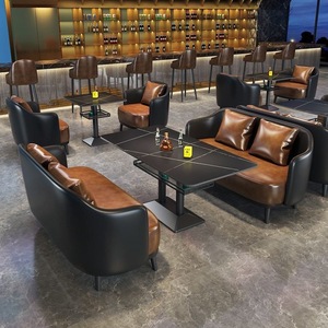 Juego de Muebles de Bar de Madera Maciza de Estilo Industrial Retro Moderno con Estructura Metálica para Restaurantes y Cafeterías Comerciales - Product Image 3