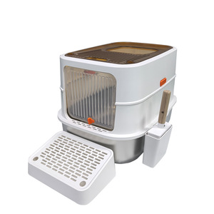 Stainless Steel <b>Cat</b> Litter Box Rectangle 60x40x38cm Enclosed Odor Proof Splash Proof With Scoop <b>Mat</b> - Product Image 2