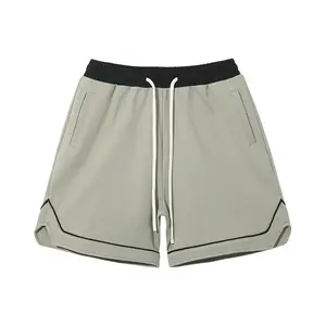 2024 verano 380GSM pantalones tejidos pesados sobre la rodilla antiarrugas transpirable cordón pantalones cortos deportivos para hombres