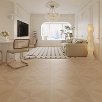 Stratifié de parquet vintage français | Plancher en bois crème d'art | Motif de Versailles
