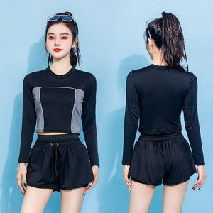 Camiseta de Protección Solar de Cintura Alta con Estampado Personalizado por el Fabricante, Protección Solar UPF 50, Color Sólido, Secado Rápido, para Natación - Product Image 4