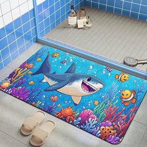 Alfombra de Baño Serie Océano, Diseño de Arrecife de Coral, Antideslizante, Rectangular, de Fibra de Poliéster, para Niños - Product Image 3