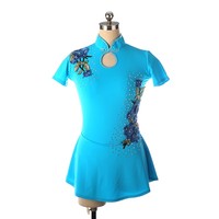 Robe de danse de patinage artistique sur glace pour filles Performance Wear Costume chinois Mulan pour la compétition Strass Spandex Robe latine