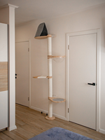 Arbre à chat du sol au plafond en sisal naturel hauteur du griffoir, arbre d'activité moderne réglable pour chat XXL pour grand chat