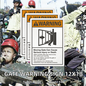 Panneau <span class=keywords><strong>de</strong></span> signalisation réfléchissant <span class=keywords><strong>de</strong></span> haute qualité avertissement porte mobile peut causer des blessures graves <span class=keywords><strong>mort</strong></span> métal Durable aluminium - Product Image 2