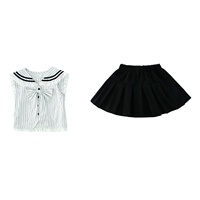 Ensemble robe d'été pour filles, col marin, rayures, traitement doux, nouveau style 2026, robe de style occidental pour enfants
