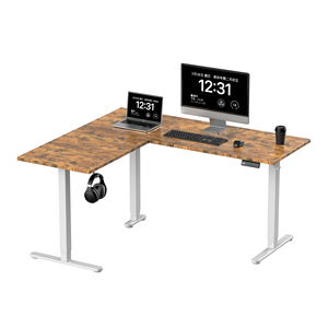 Bureau électrique ergonomique en forme de L en acier inoxydable Design moderne avec large bureau pour le bureau et l'école - Product Image 1