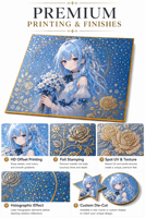 Papan Shikishi Anime Custom SZ Grosir, Papan Seni Berbingkai Emas, Holografik, Koleksi, Pajangan Meja