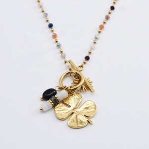 Collar de Mujer con Cuentas de Concha Creativas y Colgante de Trébol de Cuatro Hojas, Cadenas de Cuentas de Cristal - Product Image 4