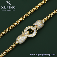 X000941367 Bijoux XUPING en gros Collier de mode avec double roses et anneau, rose tulipe sertie de pierres, chaîne Rolo Box