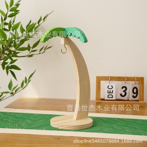 Estante de madera para plátanos con hojas artificiales, organizador de almacenamiento para cocina, soporte ecológico para frutas, decoración para sala de estar - Product Image 1