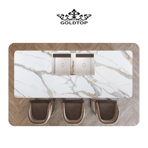 Tấm đá nhân tạo Quartz in họa tiết đá cẩm thạch Calacatta Macchia Vecchia kiểu mới Goldtop OEM/ODM 7005 dành cho khách sạn - Product Image 3