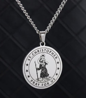 Nouveau collier en acier inoxydable le plus vendu avec pendentif Saint Christophe pour la protection en voyage