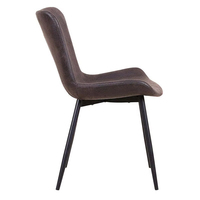 Chaise de salle à manger en cuir à cadre métallique fixe brun foncé durable de style moderne du milieu du siècle