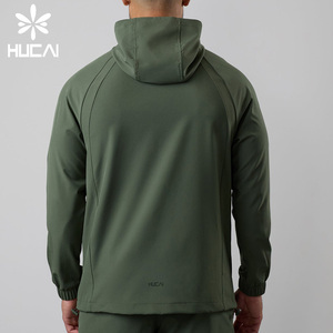 HUCAI Custom logo Polyester Lightweight Reflective Full Zip Workout Sports <strong>Men's</strong> Tracksuit Top Outdoor <strong>Running</strong> <strong>Jacket</strong> - Product Image 3
