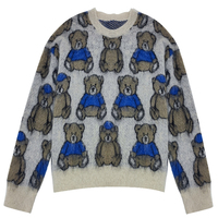 2024 hommes à la mode col rond à manches longues dessin animé ours Animal Jacquard Mohair pull pull