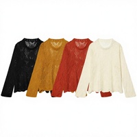 Damen Vintage Frühlings-Strickpullover Einfach & Vielseitig mit Rautenmuster und Aushöhlungen Rundhals Atmungsaktiv Knitterfrei