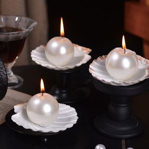 Vela Aromática sin Humo en Vaso de Vidrio con Decoración de Concha de Perla, Regalo Romántico para el Hogar - Product Image 1
