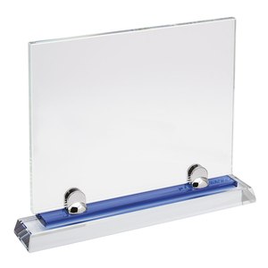 Placa de vidrio transparente con base azul de 210x170 mm, soporte de exhibición para premios y reconocimientos - Product Image 1