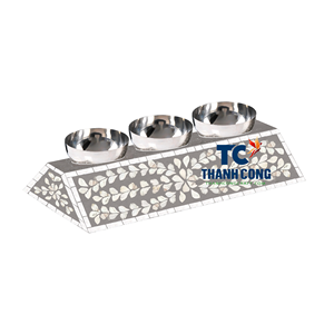 Hot Selling Bowl Set for Holiday Ramadan Eid <b>Supplies</b> Mother of Pearl Base With Metal Bowl Set Mother of Pearl Stand - Product Image 3