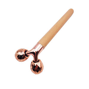 FaceRoller en bois 3D masseur visage Jade outil Rose Jade rouleau Quartz Gua Sha - Product Image 1