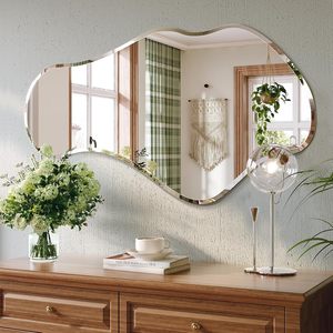 Miroir mural irrégulier Wiserset 26x46 pouces, sans cadre, en forme de nuage, design contemporain pour salle de bain, chambre à coucher, salon - Product Image 1