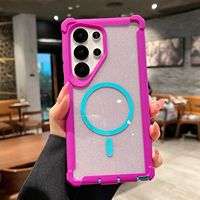 Étui de téléphone transparent robuste magnétique pour Samsung Galaxy S25 Ultra S24 Plus, coque rigide antichoc avec paillettes, Funda