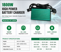 Chargeur de batterie intelligent personnalisé 1800W 24V 40A 48V 20A 60V 20A 72V 20A à courant réglable pour équipement industriel
