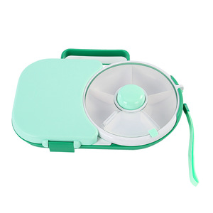 Lonchera giratoria con plato para frutas y tapa hermética para excursiones, contenedor de plástico para refrigerios para niños y adultos - Product Image 1