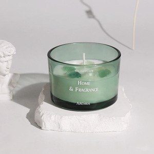 Bougies en cire de soja parfumées de luxe en pot de verre macaron avec pierres de cristal, personnalisables pour la décoration intérieure, cadeau de Noël de luxe, emballage en cire d'abeille - Product Image 4