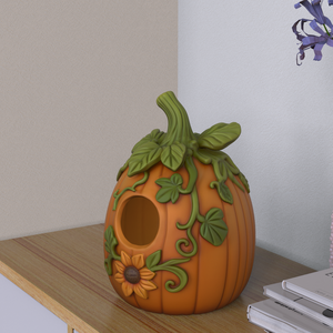 Nichoir en résine de citrouille personnalisé en gros pour la décoration de jardin, abri unique pour oiseaux de saison pour les collections d'automne - Product Image 5