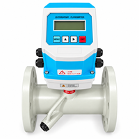 Débitmètre à ultrasons intégré en ligne DN15 DN200, type à bride, tout-en-un, avec RS485 Modbus 4-20mA pour eau et eaux usées